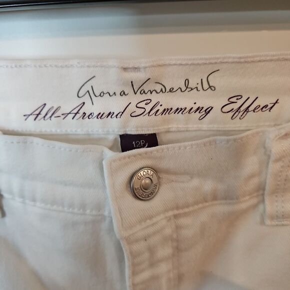 Silver Stud Embellished White Capris Gloria Vanderbilt sz12P - Picture 5 of 8